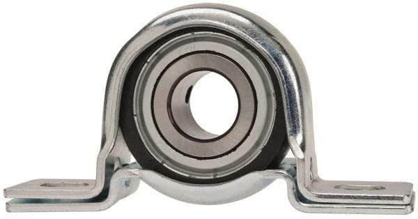 Value Collection - 3/4" ID, 4-1/4" OAL x 2-7/32" OAH Pillow Block - 1,650 Lb Static Cap, 2,830 Lb Dyn Cap, 3.3906" Btw Mnt Hole Ctrs, 1-1/8" Base-to-Ctr Ht, Stamped Steel Rubber Mount - Exact Industrial Supply