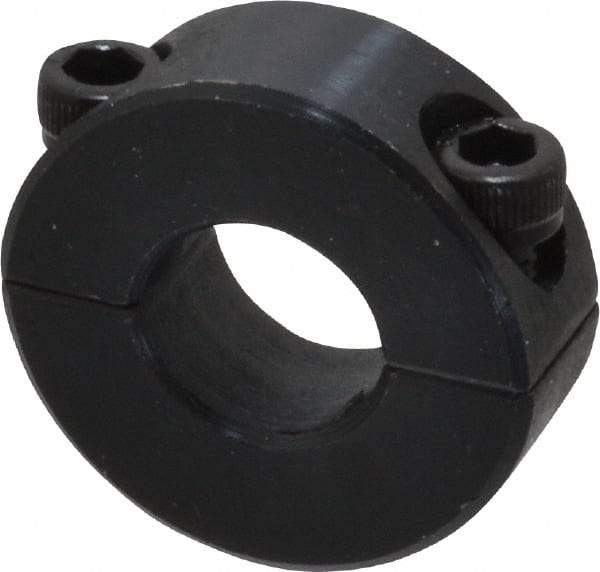 Climax Metal Products - 1/2" Bore, Steel, Two Piece Shaft Collar - 1-1/8" Outside Diam, 13/32" Wide - Exact Industrial Supply