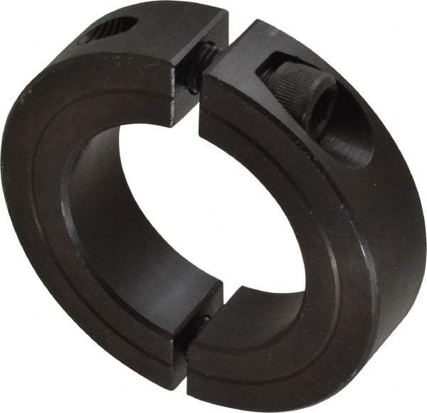 Climax Metal Products - 1-11/16" Bore, Steel, Two Piece Two Piece Split Shaft Collar - 2-3/4" Outside Diam, 11/16" Wide - Exact Industrial Supply