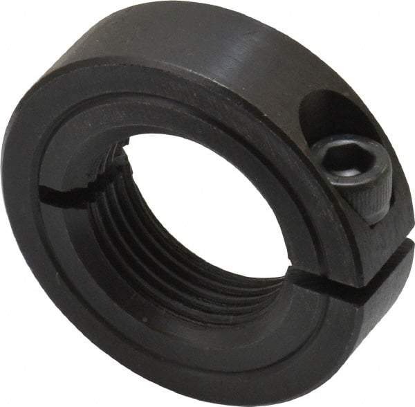 Climax Metal Products - 1-14 Thread, Steel, One Piece Threaded Shaft Collar - 1-3/4" Outside Diam, 1/2" Wide - Exact Industrial Supply
