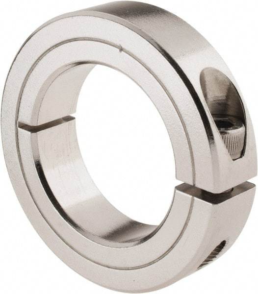Climax Metal Products - 1-1/2" Bore, Stainless Steel, One Piece Clamp Collar - 2-3/8" Outside Diam, 9/16" Wide - Exact Industrial Supply