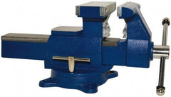 Yost Vises - 8" Jaw Width x 8-1/2" Jaw Opening Capacity, 4-3/4" (Regular) Throat Depth, Bench & Pipe Combination Vise - 1/8 to 4-1/2" Pipe Capacity, Swivel Base, Bolt Down Attachment, Ductile Iron - Exact Industrial Supply
