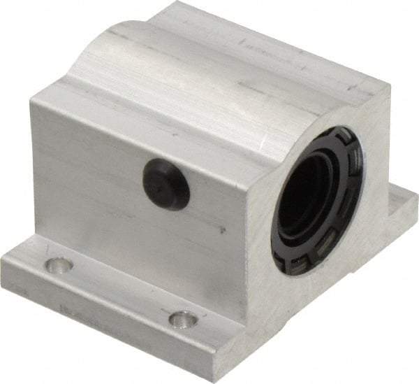 Thomson Industries - 5/8" Inside Diam, 620/1240 Lbs. Dynamic Capacity, Closed Single Pillow Block Linear Bearing - 1.63" Overall Height x 2-1/2" Overall Width - Exact Industrial Supply