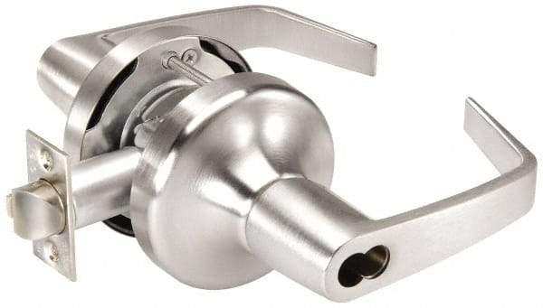 Yale - Grade 1 Entrance Lever Lockset for 1-3/4" Thick Doors - 2-3/4" Back Set, SFIC Cylinder, Cast Zinc/Cold Forged Brass, Satin Chrome Finish - Exact Industrial Supply