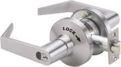 Ability One - Grade 1 Vestibule/Classroom/Security Lever Lockset - 2-3/4" Back Set, Zinc, Satin Chrome Finish - Exact Industrial Supply
