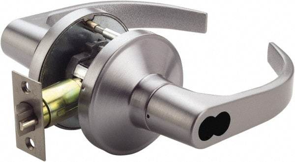 Ability One - Grade 1 Communication Lever Lockset - 2-3/4" Back Set, Zinc, Satin Chrome Finish - Exact Industrial Supply