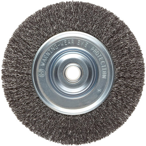 Vortec Pro 6″ Medium Face Crimped Wire Wheel, .014″ Steel Fill, 5/8″-1/2″ Arbor Hole, Retail Pack - Exact Industrial Supply