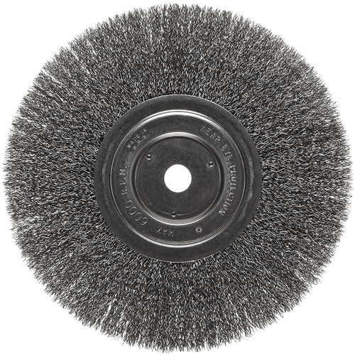 Vortec Pro 8″ Narrow Face Crimped Wire Wheel, .014″ Steel Fill, 5/8″ Arbor Hole, Retail Pack - Exact Industrial Supply
