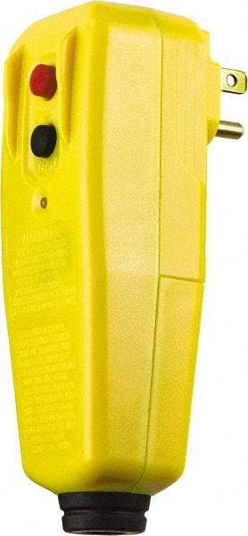 Tower - 1 Outlet, 125 Volt, 15 Amp, Yellow, Right Angle GFCI Plug - 1-15P NEMA Configuration, cUL, UL File E174279 - Exact Industrial Supply