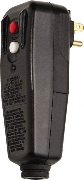 Tower - 1 Outlet, 125 Volt, 15 Amp, Black, Right Angle GFCI Plug - 1-15P NEMA Configuration, cUL, UL File E174279 - Exact Industrial Supply