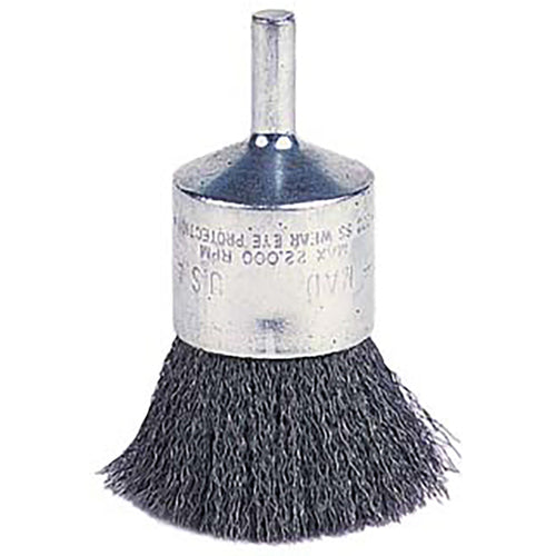 Vortec Pro 1″ Crimped Wire End Brush, .014″ Steel Fill, 1/4″ Stem, Retail Pack - Exact Industrial Supply