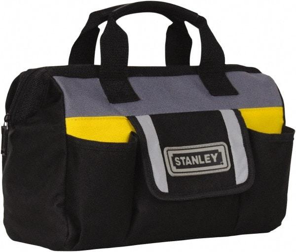 Stanley - Black & Yellow Polyester Tool Bag - 12" Wide x 5" Deep x 10" High - Exact Industrial Supply