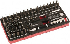 Wiha - 68 Piece, 4mm Drive Screwdriver Micro Bit Set - #000 to #2 Phillips, T1 to T20 Torx, 0.8, 1.2, 1.5, 1.8, 2, 2.5, 3, 3.5 & 4mm Slotted - Exact Industrial Supply