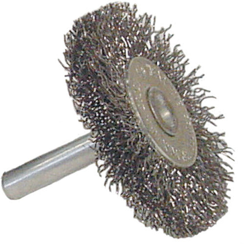 Vortec Pro 3″ Crimped Wire Wheel, Coarse Wire, 1/4″ Stem, Steel Wire - Exact Industrial Supply