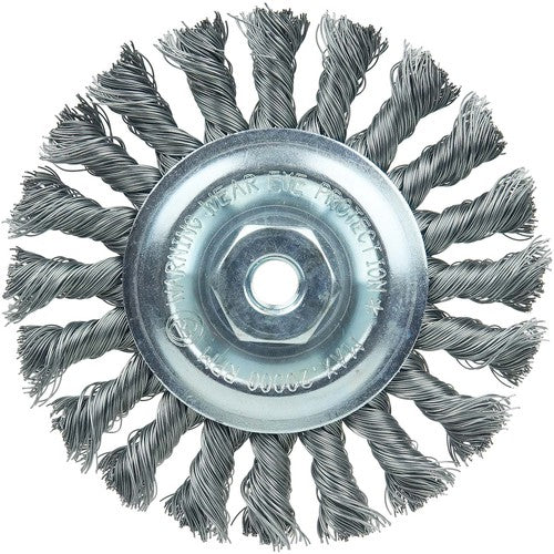 Vortec Pro 4″ Knot Wire Wheel, Standard Twist, .014″ Steel Fill, M14 × 2.0 Nut - Exact Industrial Supply