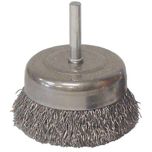 Vortec Pro 3″ Crimped Wire Cup Brush, .014″ Steel Fill, 1/4″ Stem - Exact Industrial Supply