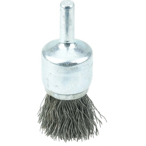 Vortec Pro 3/4″ Crimped Wire End Brush, .0104″ Steel Fill, 1/4″ Stem - Exact Industrial Supply