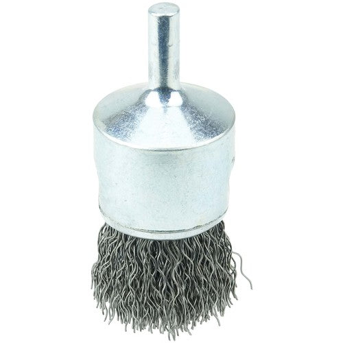 Vortec Pro 1″ Crimped Wire End Brush, .014″ Steel Fill, 1/4″ Stem - Exact Industrial Supply