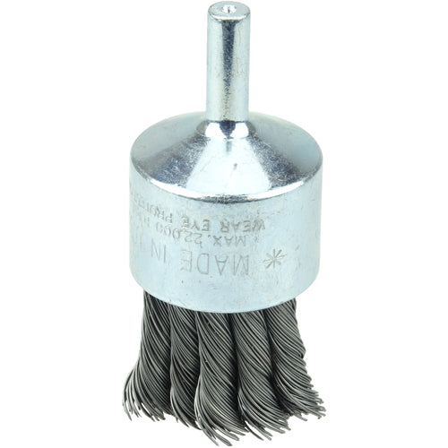 Vortec Pro 1″ Knot Wire End Brush, 1/4″ Stem, .020″ Steel Fill, 1/4″ Stem - Exact Industrial Supply