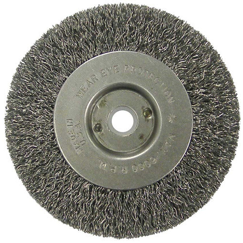 Vortec Pro 4″ Crimped Wire Wheel, .014″ Steel Fill, Narrow Face, 1/2″-3/8″ Arbor Hole - Exact Industrial Supply
