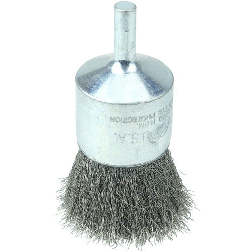 Vortec Pro 1″ Crimped Wire End Brush, .006″ Stainless Steel Fill, 1/4″ Stem - Exact Industrial Supply