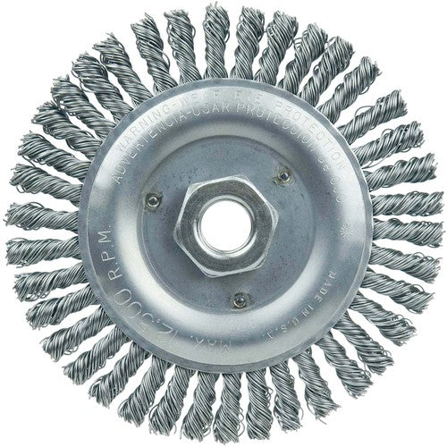 Vortec Pro 5″ Knot Wire Wheel, Stringer Bead Twist, .020″ Steel Fill, 5/8″-11 UNC Nut - Exact Industrial Supply
