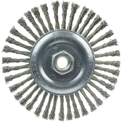 Vortec Pro 6″ Knot Wire Wheel, Stringer Bead Twist, .020″ Steel Fill, 5/8″-11 UNC Nut (Light Duty) - Exact Industrial Supply