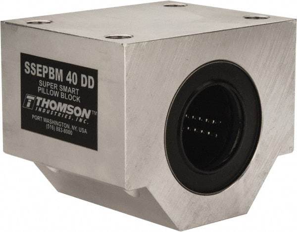 Thomson Industries - 40mm Inside Diam, 13,700 Lbs. Dynamic Capacity, Closed Single Pillow Block Linear Bearing - 91mm Overall Height x 108mm Overall Width, 58mm Btw Mount Hole Centers - Exact Industrial Supply