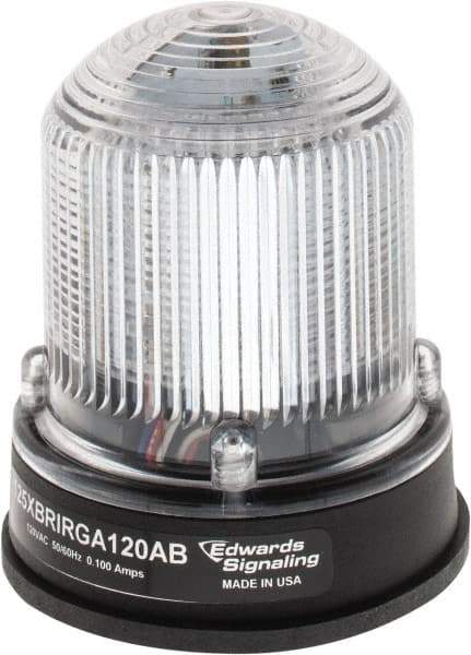 Edwards Signaling - 120 VAC, 4X NEMA Rated, LED, Amber, Green, Red, Multi Status Indicator - 65, 120, 240 Flashes per min, 3/4 Inch Pipe, 3-1/4 Inch Diameter, 3-7/8 Inch High, Panel Mount, Pipe Mount - Exact Industrial Supply
