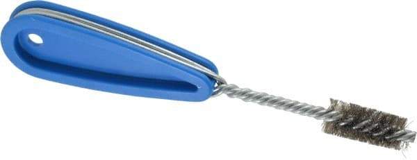 Schaefer Brush - 9/16 Inch Actual Brush Diameter, Stainless Steel, Refrigeration, Hand Fitting and Cleaning Brush - 1/2 Refrigeration Outside Diameter, Solid Plastic Hand Fitting Handle with Hole - Exact Industrial Supply