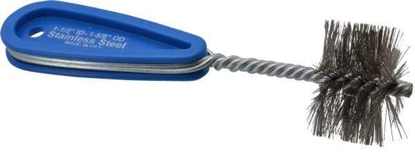 Schaefer Brush - 1-3/4 Inch Actual Brush Diameter, Stainless Steel, Refrigeration, Hand Fitting and Cleaning Brush - 1-5/8 Refrigeration Outside Diameter, Solid Plastic Hand Fitting Handle with Hole - Exact Industrial Supply