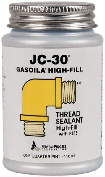 Federal Process - 1/4 Pt Brush Top Can Oyster White Federal JC-30 Thread Sealant with PTFE - 500°F Max Working Temp - Exact Industrial Supply