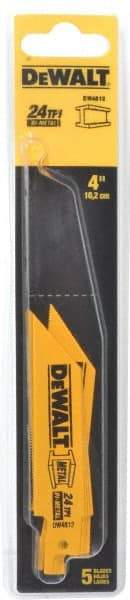 DeWALT - 4" Long x 3/4" Thick, Bi-Metal Reciprocating Saw Blade - Straight Profile, 24 TPI, Toothed Edge, Universal Shank - Exact Industrial Supply
