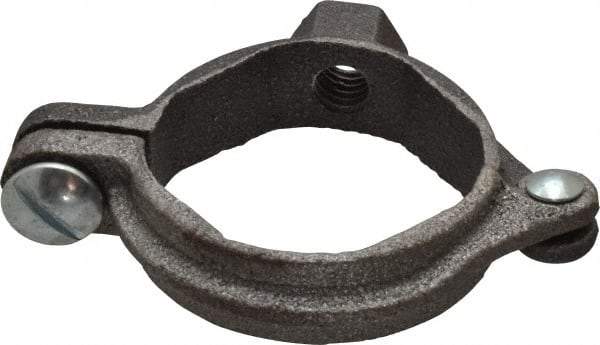 Value Collection - 1-1/4" Pipe, 3/8" Rod, Extension Split Pipe Clamp - 180 Lb Capacity, Malleable Iron - Exact Industrial Supply