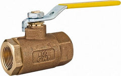 Apollo - 3/4" Pipe, Standard Port, Bronze Standard Ball Valve - 2 Piece, Inline - One Way Flow, FNPT x FNPT Ends, Lever Handle, 600 WOG, 125 WSP - Exact Industrial Supply