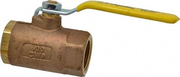 Apollo - 1" Pipe, Standard Port, Bronze Standard Ball Valve - 2 Piece, Inline - One Way Flow, FNPT x FNPT Ends, Lever Handle, 600 WOG, 150 WSP - Exact Industrial Supply