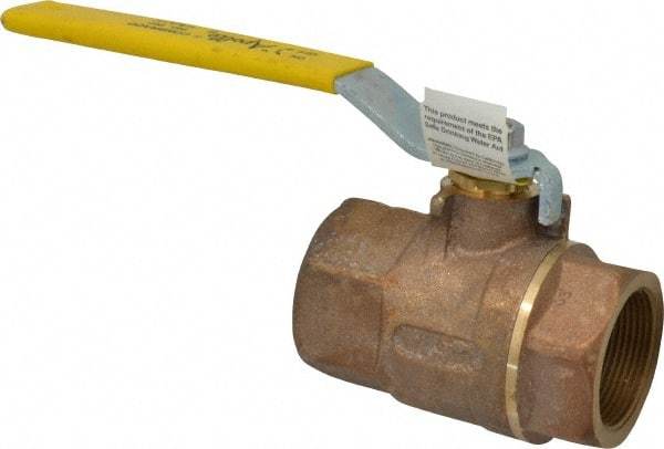 Apollo - 1-1/2" Pipe, Standard Port, Bronze Standard Ball Valve - 2 Piece, Inline - One Way Flow, FNPT x FNPT Ends, Lever Handle, 600 WOG, 125 WSP - Exact Industrial Supply