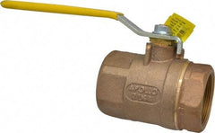 Apollo - 2" Pipe, Standard Port, Bronze Standard Ball Valve - 2 Piece, Inline - One Way Flow, FNPT x FNPT Ends, Lever Handle, 600 WOG, 125 WSP - Exact Industrial Supply