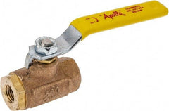 Apollo - 1/4" Pipe, Standard Port, Bronze Steam Service Ball Valve - 2 Piece, Inline - One Way Flow, FNPT x FNPT Ends, Lever Handle, 600 WOG, 250 WSP - Exact Industrial Supply