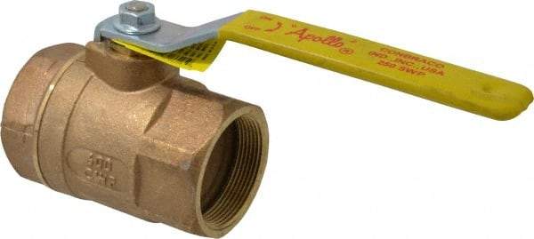 Apollo - 2" Pipe, Standard Port, Bronze Steam Service Ball Valve - 2 Piece, Inline - One Way Flow, FNPT x FNPT Ends, Lever Handle, 600 WOG, 250 WSP - Exact Industrial Supply