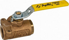 Apollo - 1/2" Pipe, Standard Port, Bronze Standard Ball Valve - Three Way, FNPT x FNPT x FNPT Ends, Lever Handle, 400 WOG - Exact Industrial Supply