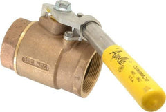 Apollo - 2" Pipe, Bronze Standard Ball Valve - 2 Piece, Inline - One Way Flow, FNPT x FNPT Ends, Deadman Lever (Spring Return to Close) Handle, 600 WOG, 150 WSP - Exact Industrial Supply