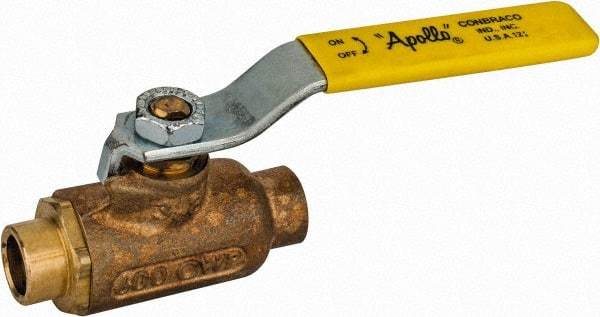 Apollo - 3/8" Pipe, Standard Port, Bronze Standard Ball Valve - 2 Piece, Inline - One Way Flow, Soldered x Soldered Ends, Lever Handle, 600 WOG, 125 WSP - Exact Industrial Supply