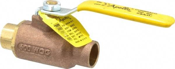 Apollo - 3/4" Pipe, Standard Port, Bronze Standard Ball Valve - 2 Piece, Inline - One Way Flow, Soldered x Soldered Ends, Lever Handle, 600 WOG, 125 WSP - Exact Industrial Supply