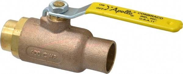 Apollo - 1" Pipe, Standard Port, Bronze Standard Ball Valve - 2 Piece, Inline - One Way Flow, Soldered x Soldered Ends, Lever Handle, 600 WOG, 125 WSP - Exact Industrial Supply