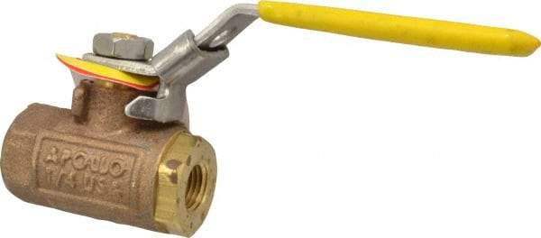 Apollo - 1/4" Pipe, Bronze Standard Ball Valve - 2 Piece, Inline - One Way Flow, FNPT x FNPT Ends, Locking Lever Handle, 600 WOG - Exact Industrial Supply