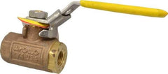 Apollo - 1/4" Pipe, Bronze Standard Ball Valve - 2 Piece, Inline - One Way Flow, FNPT x FNPT Ends, Locking Lever Handle, 600 WOG - Exact Industrial Supply