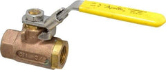 Apollo - 3/8" Pipe, Bronze Standard Ball Valve - 2 Piece, Inline - One Way Flow, FNPT x FNPT Ends, Locking Lever Handle, 600 WOG - Exact Industrial Supply