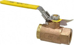 Apollo - 3/4" Pipe, Bronze Standard Ball Valve - 2 Piece, Inline - One Way Flow, FNPT x FNPT Ends, Locking Lever Handle, 600 WOG - Exact Industrial Supply