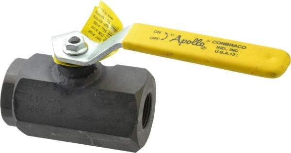 Apollo - 3/4" Pipe, Full Port, Carbon Steel Standard Ball Valve - 2 Piece, Inline - One Way Flow, FNPT x FNPT Ends, Lever Handle, 3,000 WOG - Exact Industrial Supply